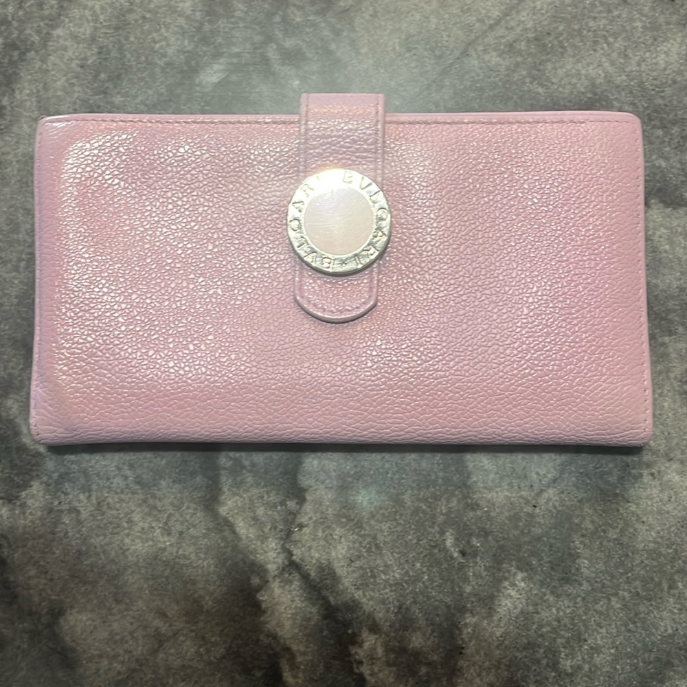 Bvlgari Lavender Lilac Leather Wallet